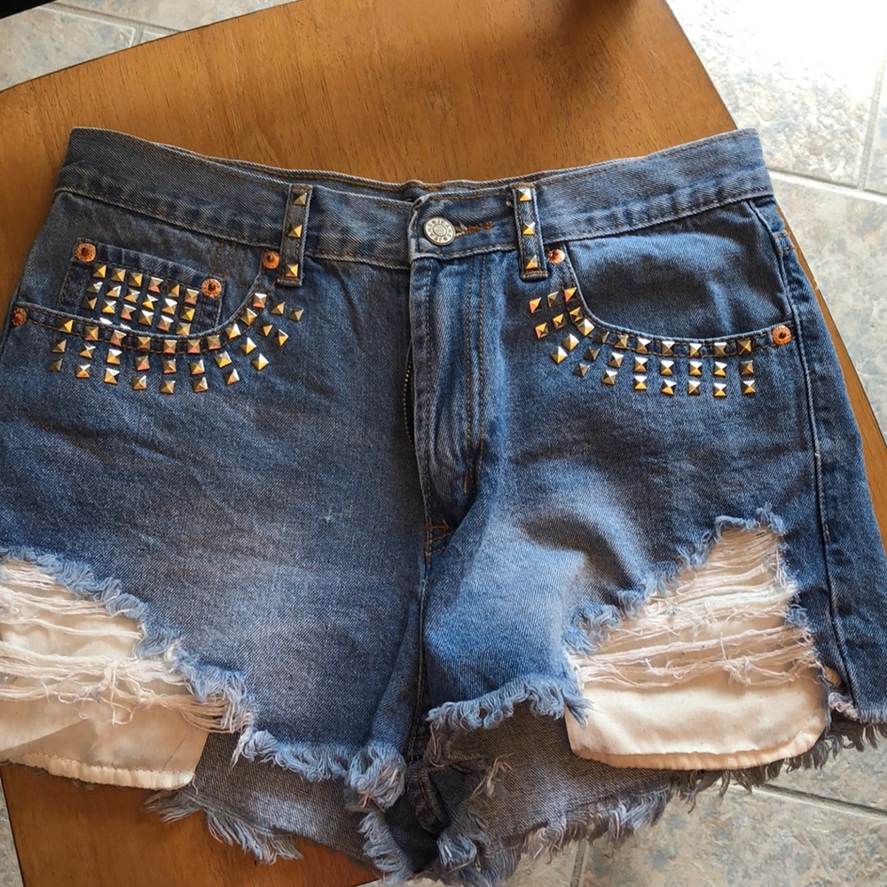 High wasted jean short